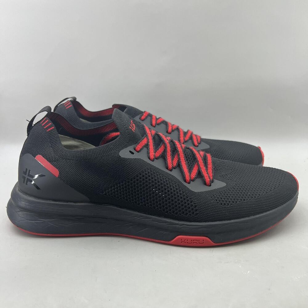 KURU Flux Running Shoes Men Size 13 Black Mesh Comfort Low Walking Lace Sneakers